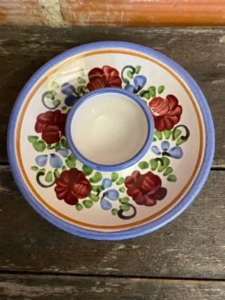 Paire de coquetiers ancien graf stoob keramik céramique polychrome vin