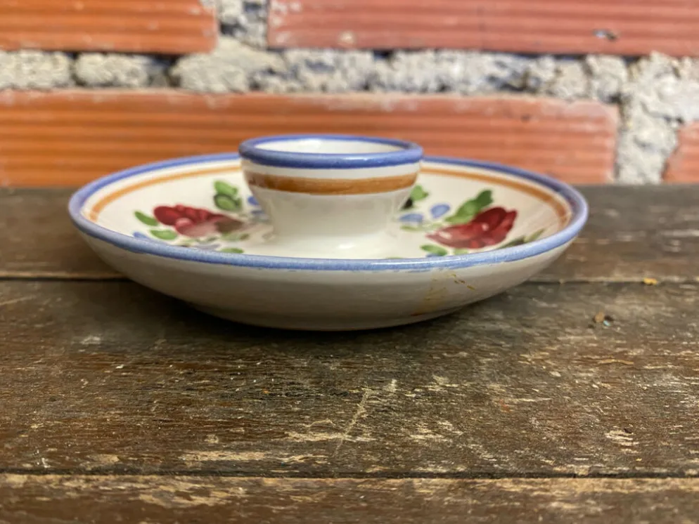 Paire de coquetiers ancien graf stoob keramik céramique polychrome vin