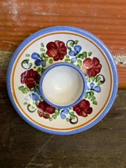 Paire de coquetiers ancien graf stoob keramik céramique polychrome vin