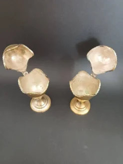 Paire de coquetiers anciens en laiton