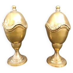 Paire de coquetiers anciens en laiton