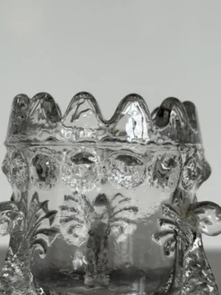 Paire de coquetiers anciens en verre moulé