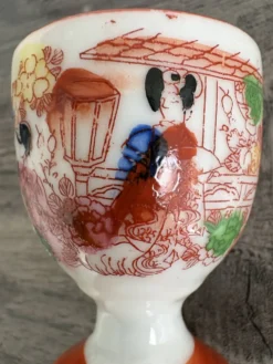 Paire de coquetiers anciens en porcelaine japonaise Kutani