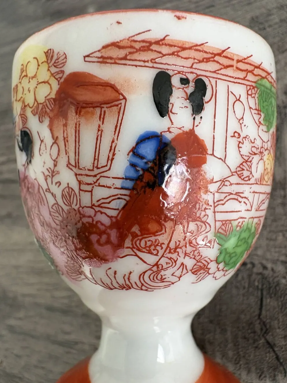 Paire de coquetiers anciens en porcelaine japonaise Kutani