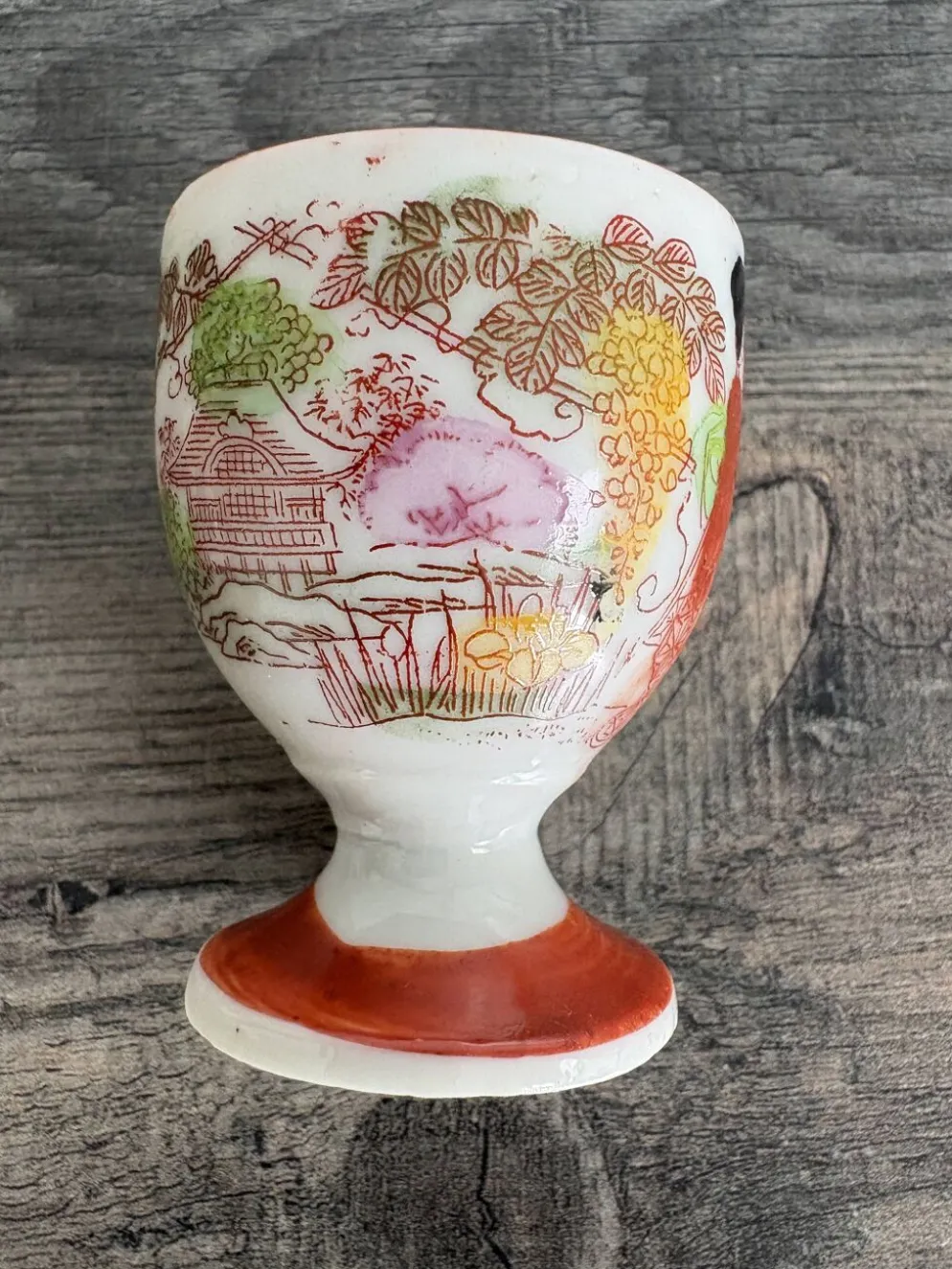 Paire de coquetiers anciens en porcelaine japonaise Kutani