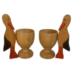 Paire de coquetiers cigognes en bois