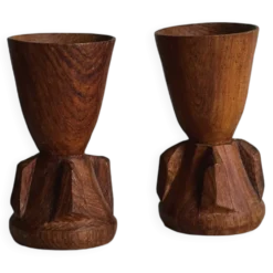 Paire de coquetiers en bois