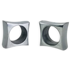 Paire de coquetiers ou ronds de serviette space age en alu, années 70