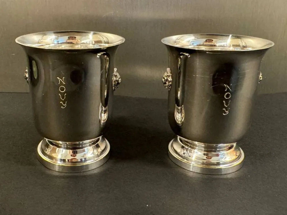 Paire de coquetiers –têtes de lion – style Empire