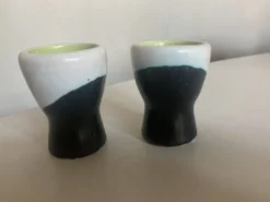 paire de coquetiers Vallauris 196O doublés verts