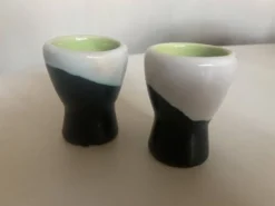 paire de coquetiers Vallauris 196O doublés verts