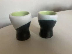 paire de coquetiers Vallauris 196O doublés verts