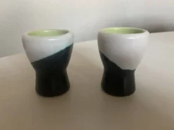paire de coquetiers Vallauris 196O doublés verts