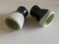 paire de coquetiers Vallauris 196O doublés verts
