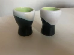 paire de coquetiers Vallauris 196O doublés verts