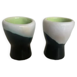 paire de coquetiers Vallauris 196O doublés verts