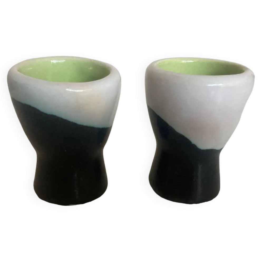 paire de coquetiers Vallauris 196O doublés verts