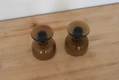 Paire de coupes vintage en verre fumé brun – années 60-70
