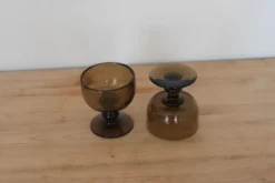 Paire de coupes vintage en verre fumé brun – années 60-70