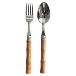 Paire de couverts en inox et buis