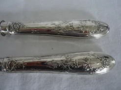 Paire de couverts à salade corne et argent fourré