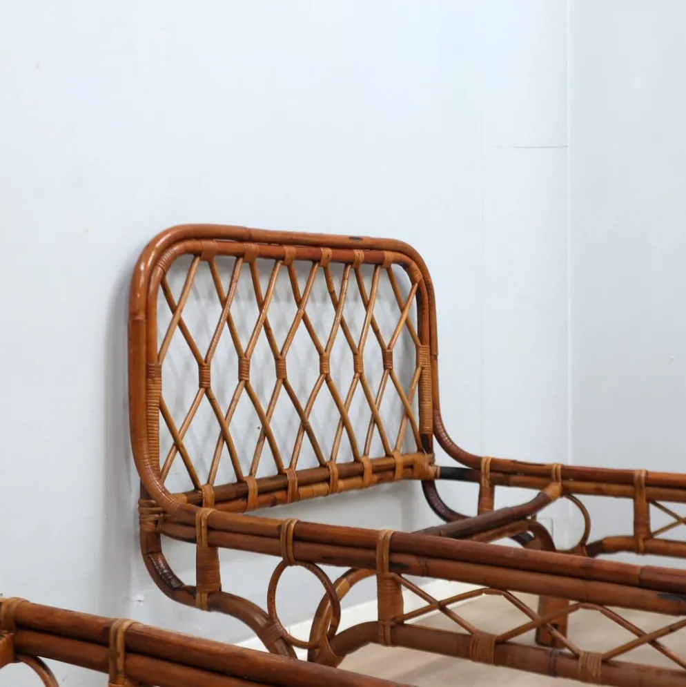Paire de daybeds en rotin Malacca de Franca Helg Bonacina des années 1960