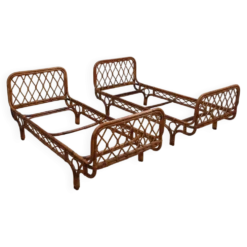 Paire de daybeds en rotin Malacca de Franca Helg Bonacina des années 1960