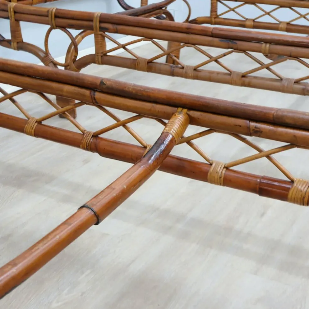 Paire de daybeds en rotin Malacca de Franca Helg Bonacina des années 1960