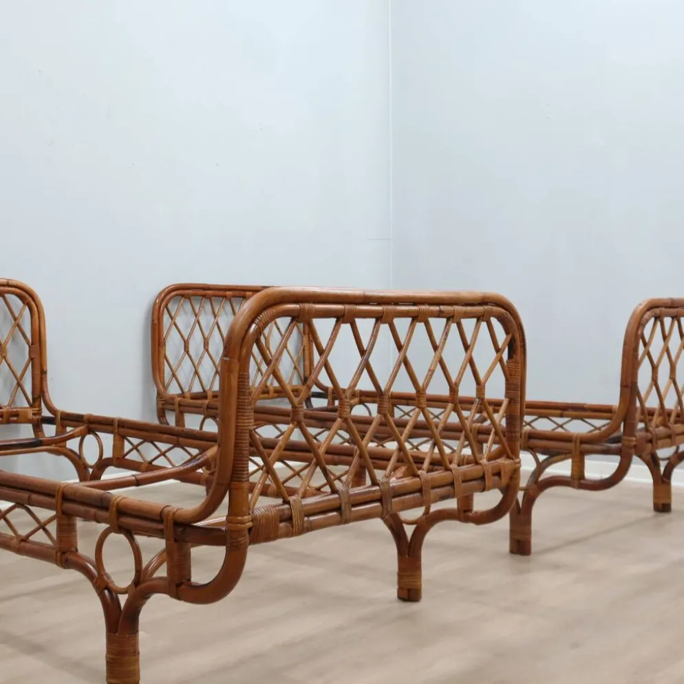 Paire de daybeds en rotin Malacca de Franca Helg Bonacina des années 1960
