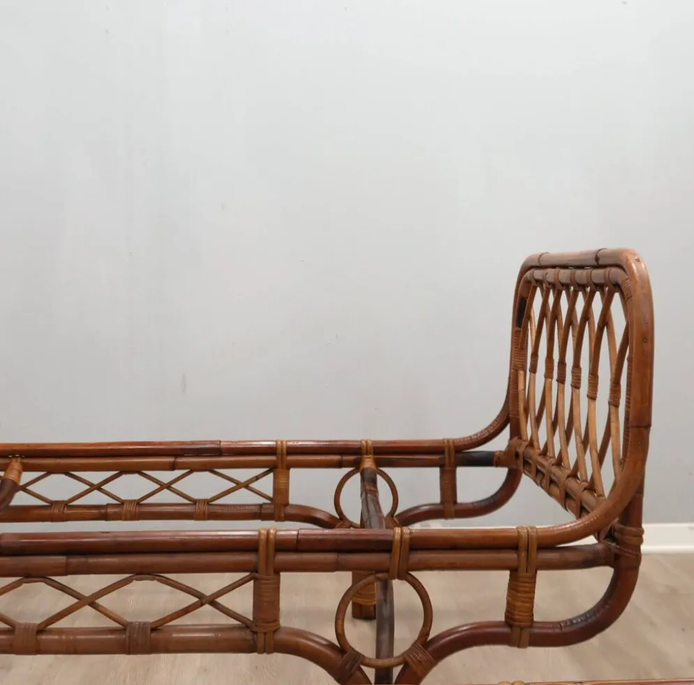 Paire de daybeds en rotin Malacca de Franca Helg Bonacina des années 1960