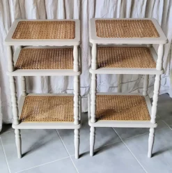 Paire de dessertes cannées