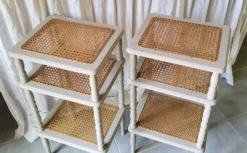 Paire de dessertes cannées