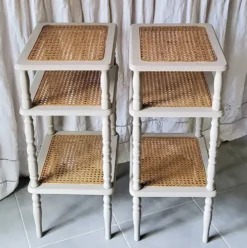 Paire de dessertes cannées