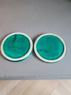 Paire de dessous de bouteille en porcelaine verte