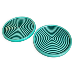 Paire de dessous de bouteille en porcelaine verte