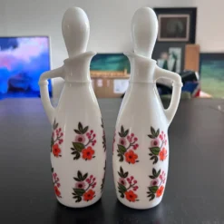 Paire de flacons décor floral