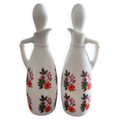 Paire de flacons décor floral