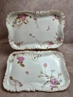 Paire de grands plats Haviland Limoges pour Vermont Marin Paris vers 1890