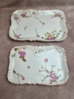 Paire de grands plats Haviland Limoges pour Vermont Marin Paris vers 1890