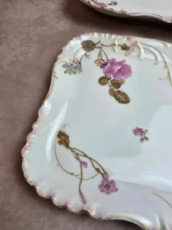 Paire de grands plats Haviland Limoges pour Vermont Marin Paris vers 1890
