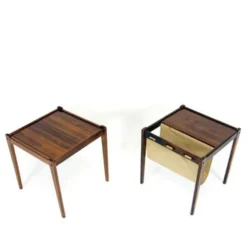 Paire de lampes de chevet rétro vintage danoises, tables basses des années 1960-70.