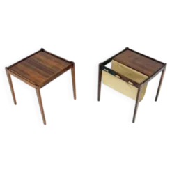 Paire de lampes de chevet rétro vintage danoises, tables basses des années 1960-70.