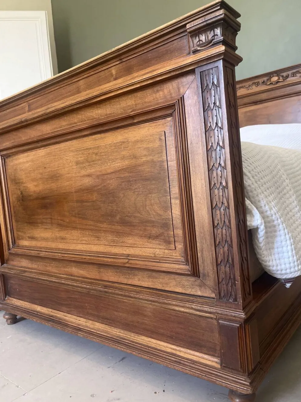 Paire de lits anciens en bois massif - Style 1900 / Campagne chic