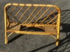 Paire de lits une place vintage en rotin, années 1970