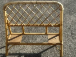Paire de lits une place vintage en rotin, années 1970