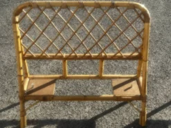 Paire de lits une place vintage en rotin, années 1970