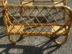 Paire de lits une place vintage en rotin, années 1970