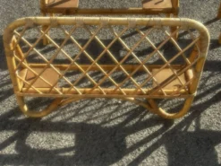 Paire de lits une place vintage en rotin, années 1970