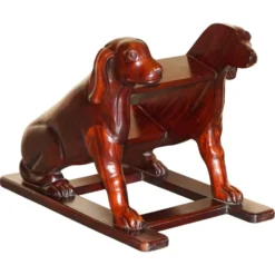 Paire de marches de bibliothèque en bois dur avec chiens sculptés, style Regency