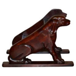 Paire de marches de bibliothèque en bois dur avec chiens sculptés, style Regency